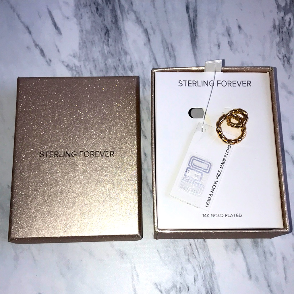 New Sterling Forever 14k Gold Plated Double Hoop Dangle Earring Single